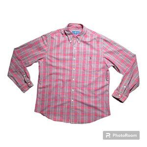 Men's Ralph Lauren Red Plaid Slim Fit Shirt 100% Cotton Size 2XL XXL